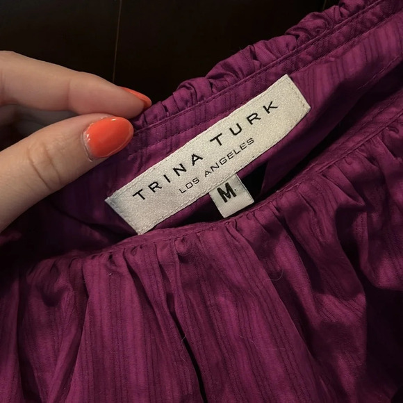 Trina Turk Mayreau Off One shoulder Ruffle Blouse Medium - Picture 2 of 2